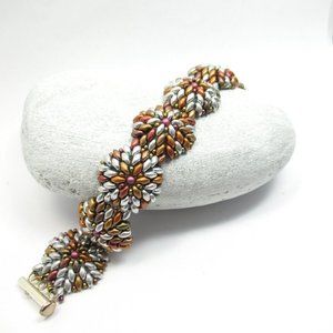 Hand woven Metallic Medallion bracelet
